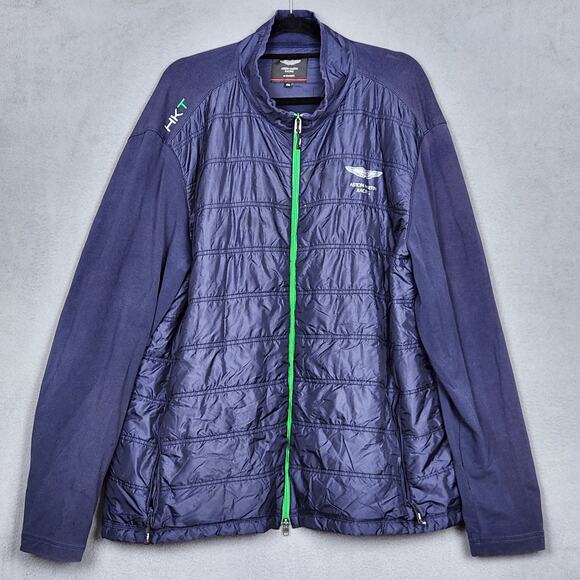ASTON MARTIN RACING Quilted Jacket Mens 3XL Blue Navy HACKETT SPORT Full Zip - Picture 1 of 16